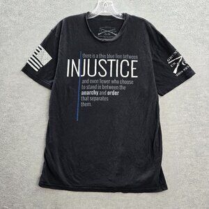 Grunt Style Men Shirt Large Black Injustice USA American Flag Logo Graphic Tee